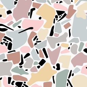 large scale terrazzo - pastel  pink and yellow