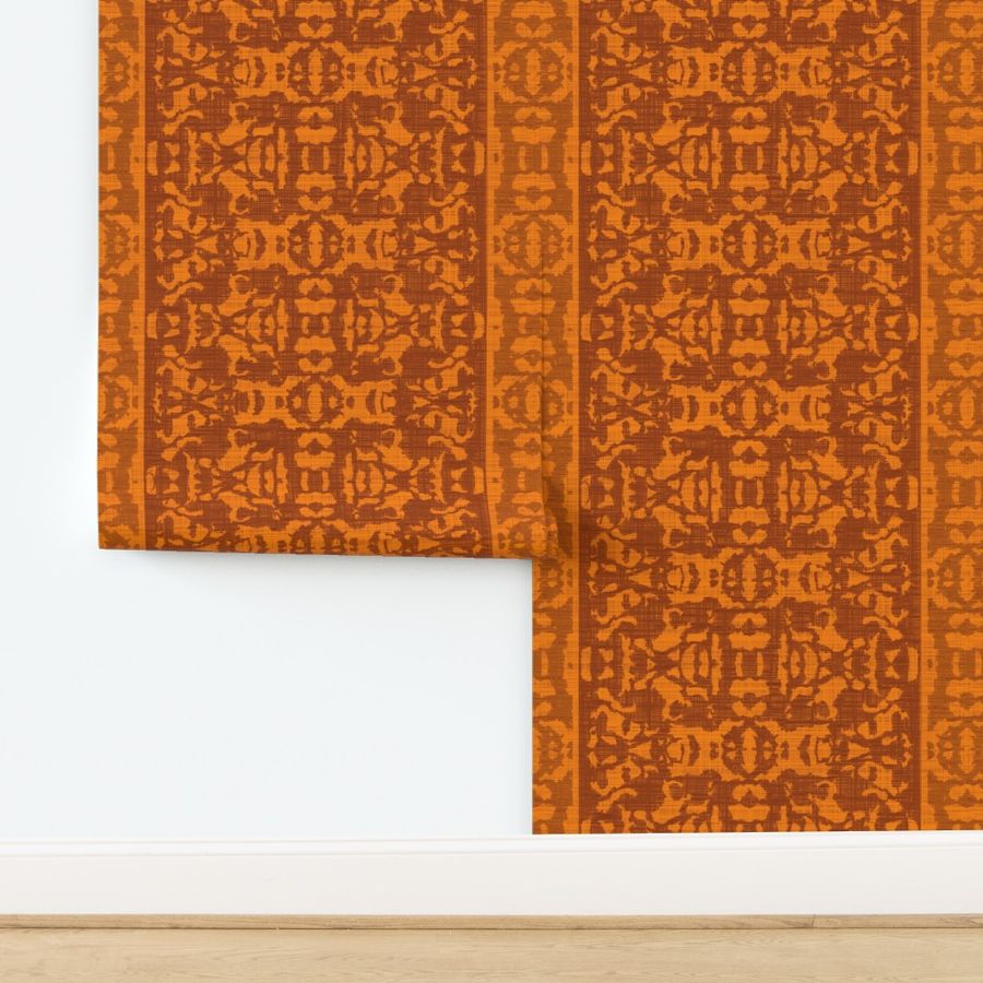 24" LARGE Rust/Orange Faux Woven Ikat