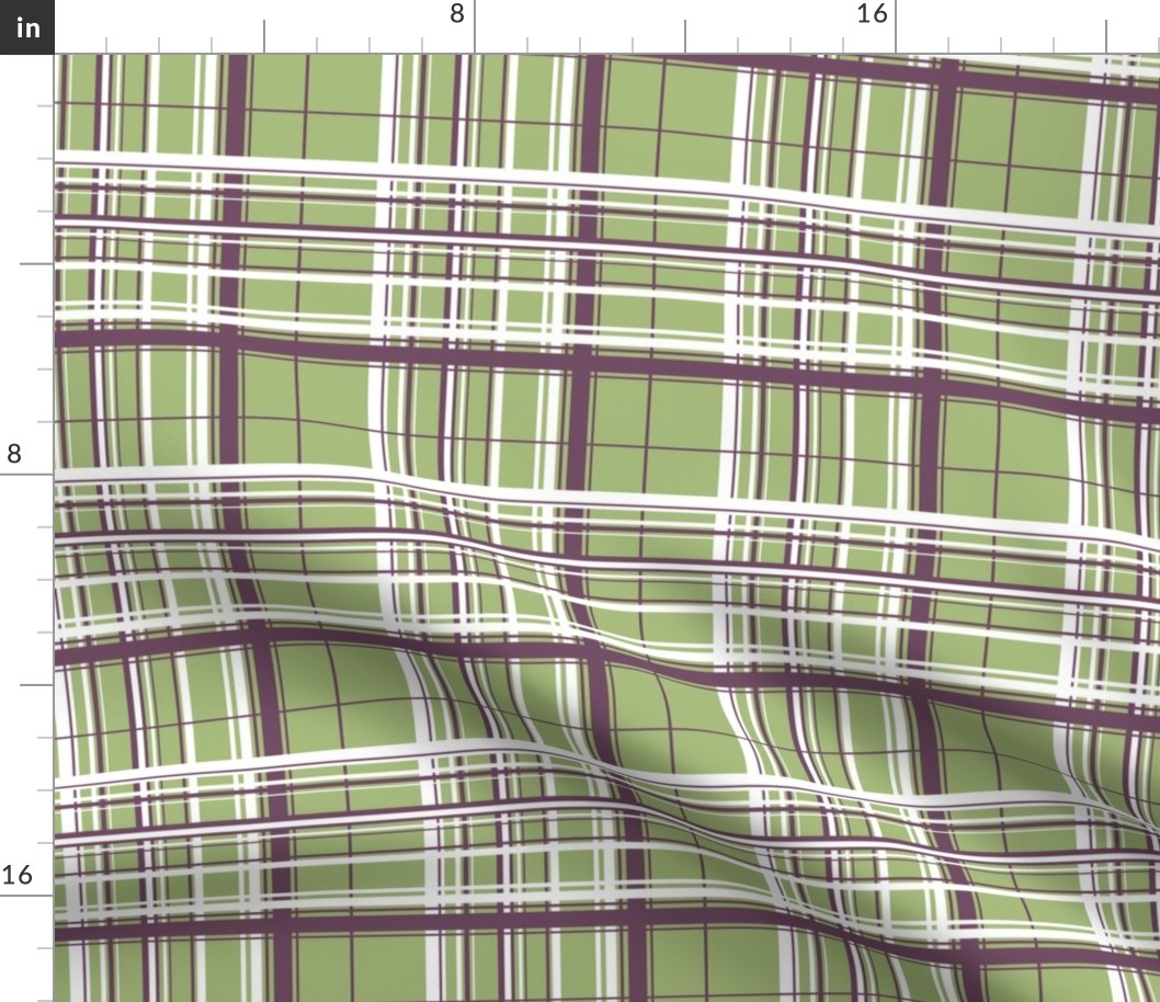 White & Purple Plaid w/ Green Background