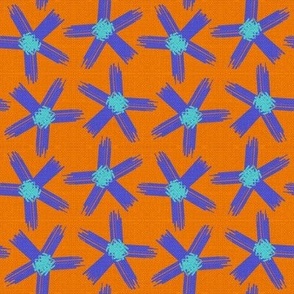 Blue stars on orange background