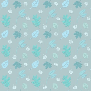 BLOWING LEAVES - PAPER LEAF COLLECTION (GRAY TEAL)