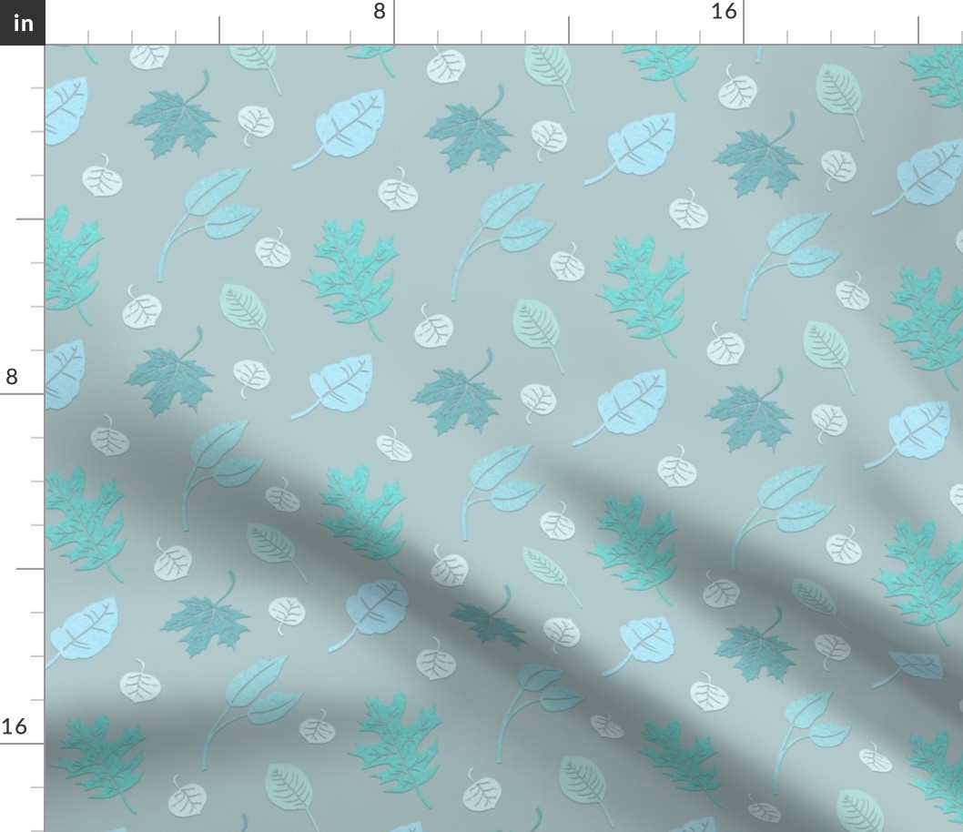 BLOWING LEAVES - PAPER LEAF COLLECTION (GRAY TEAL)