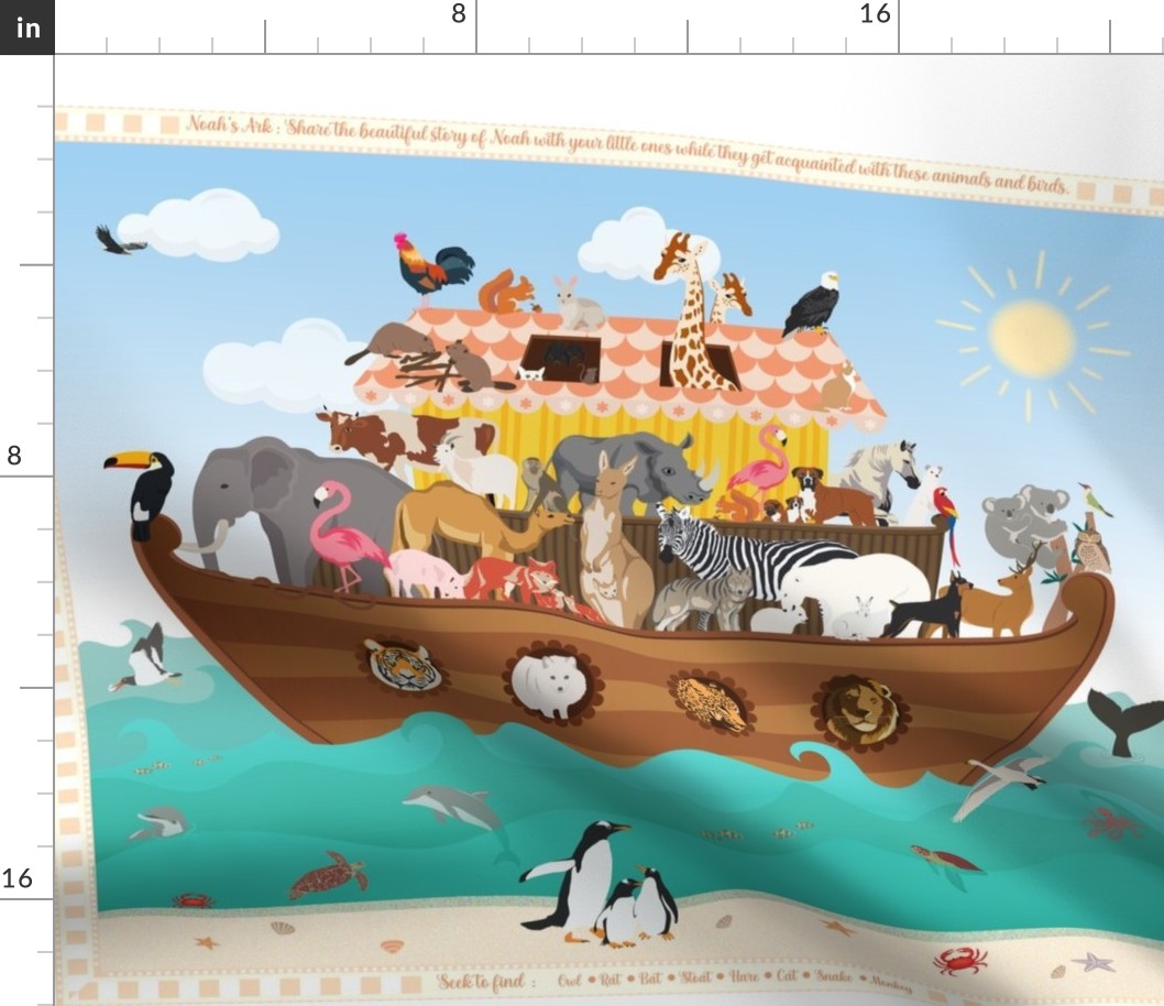 Noah's ark in fat quarter size