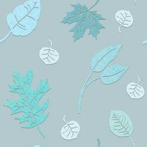 FALLING LEAVES - PAPER LEAF COLLECTION (GRAY TEAL)