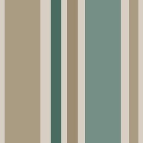 Soft stripes in cool sage, blue and taupe: jumbo scale for wallpaper, home decor and duvet covers.