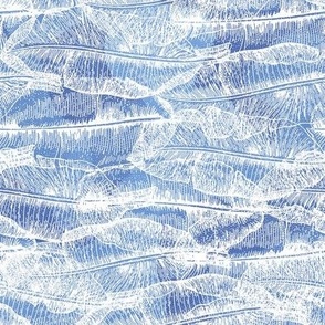 Banana Leaves Texture - Denim Blue - Horizontal / Medium