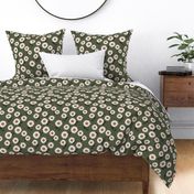Delicate sunflowers petals and leaves little romantic fall blossom with speckles olive camo green