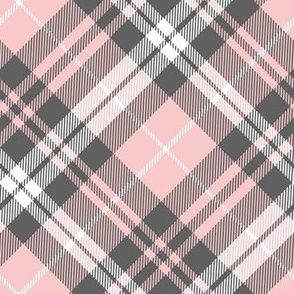 fall plaid - pink and grey - diagonal (45) C21
