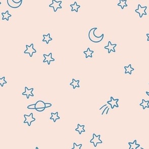 Stars and Moons in Blue