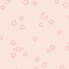 Stars and Moon in Pink