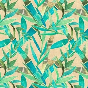 Bamboo on Cream Linen Background