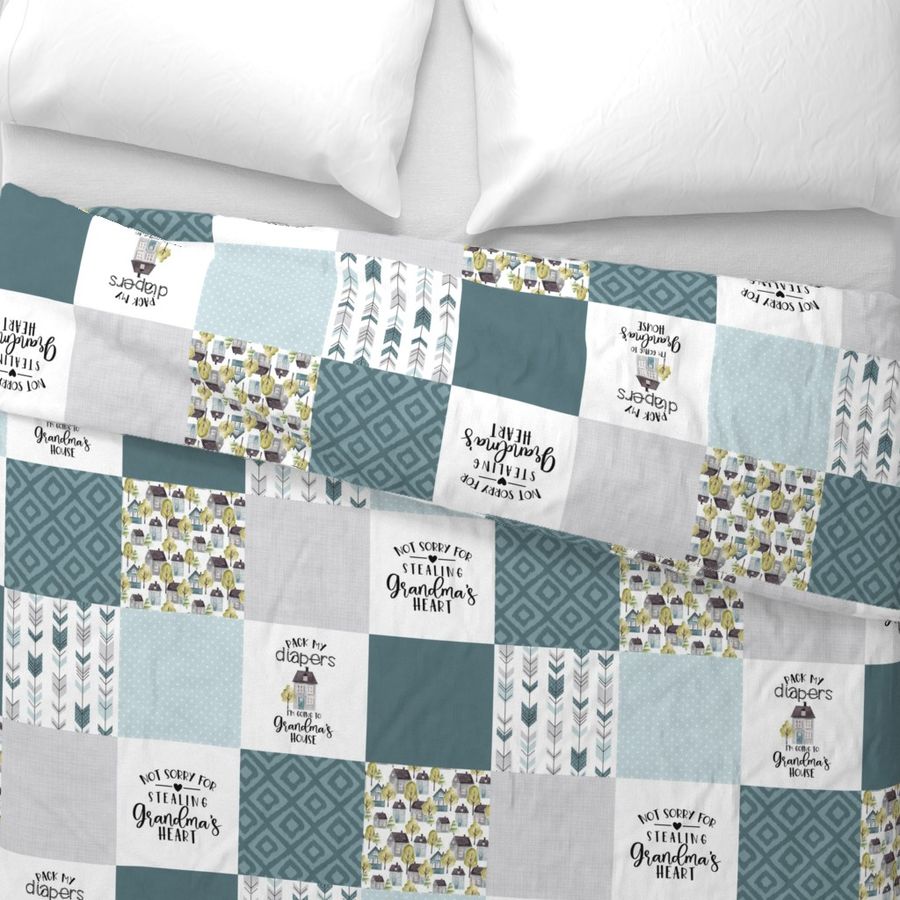 Pack My Diapers//Grandma//Teal - Wholecloth Cheater Quilt