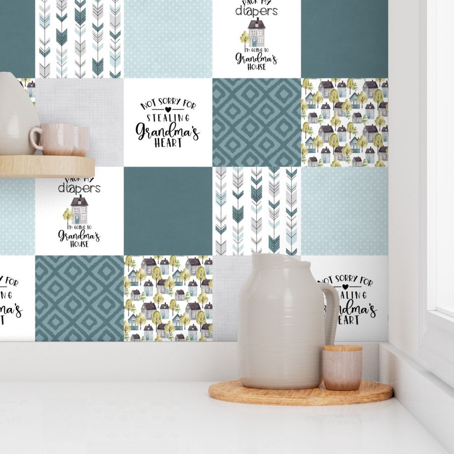 Pack My Diapers//Grandma//Teal - Wholecloth Cheater Quilt