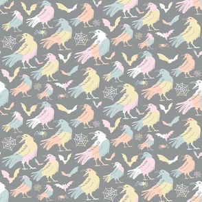 pastel halloween crows and bats