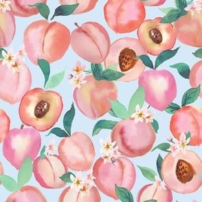 Watercolor Peaches Blue