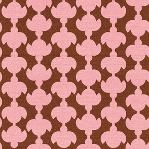 Retro 60´s Vines Pink on Brown Large scale