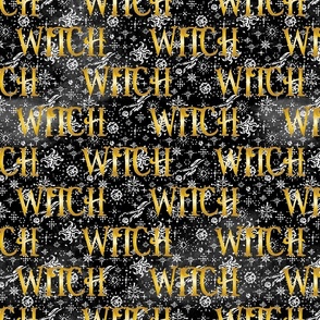 Witch lettering on black watercolor Medium scale