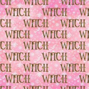 Witch lettering on pink watercolor Medium scale