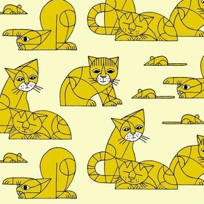 Cubist cats yellow (small)