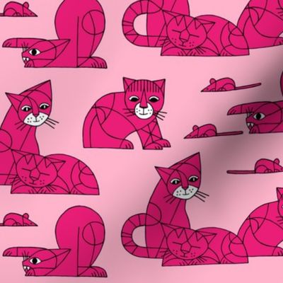 Cubist cats pink(small)