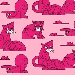 Cubist cats pink(small)