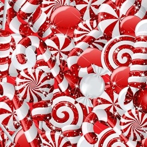 Chirstmas peppermint candy cane red glittered