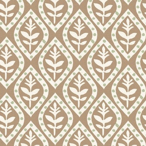 Molly's Print  Soft Brown Green 