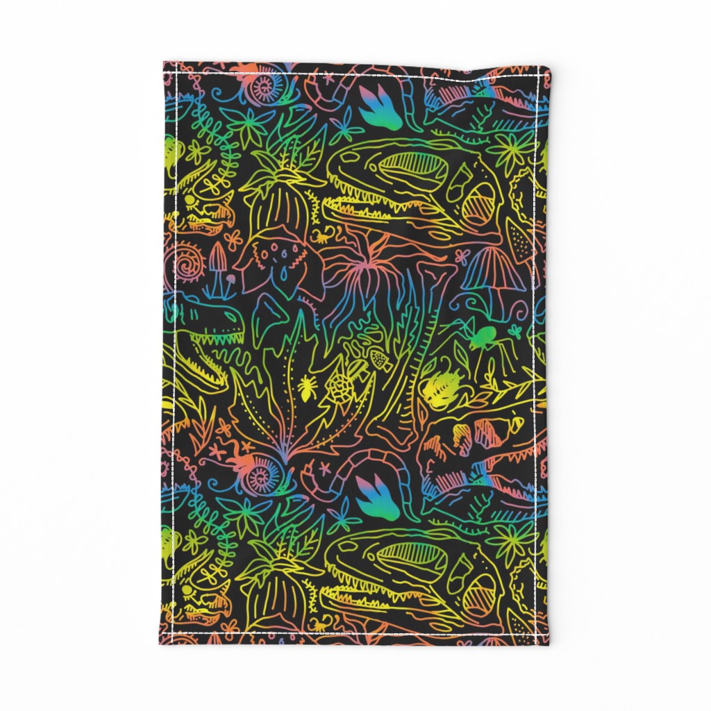 Psychedelic Phossil Phantasmagoria, Rainbow Tea Towel by3rittanylane