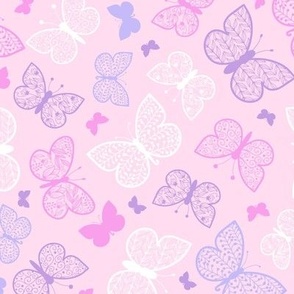 Pink and purple butterflies repeat pattern