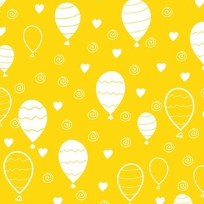 Doodle balloons on yellow repeat pattern