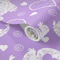 Cute elephants with balloons on light purple repeat pattern