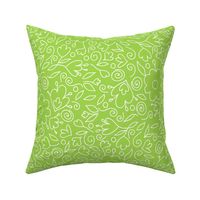 Doodle summer flowers on light green repeat pattern