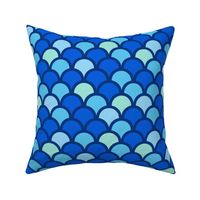 Navy and blue geometric scales repeat pattern