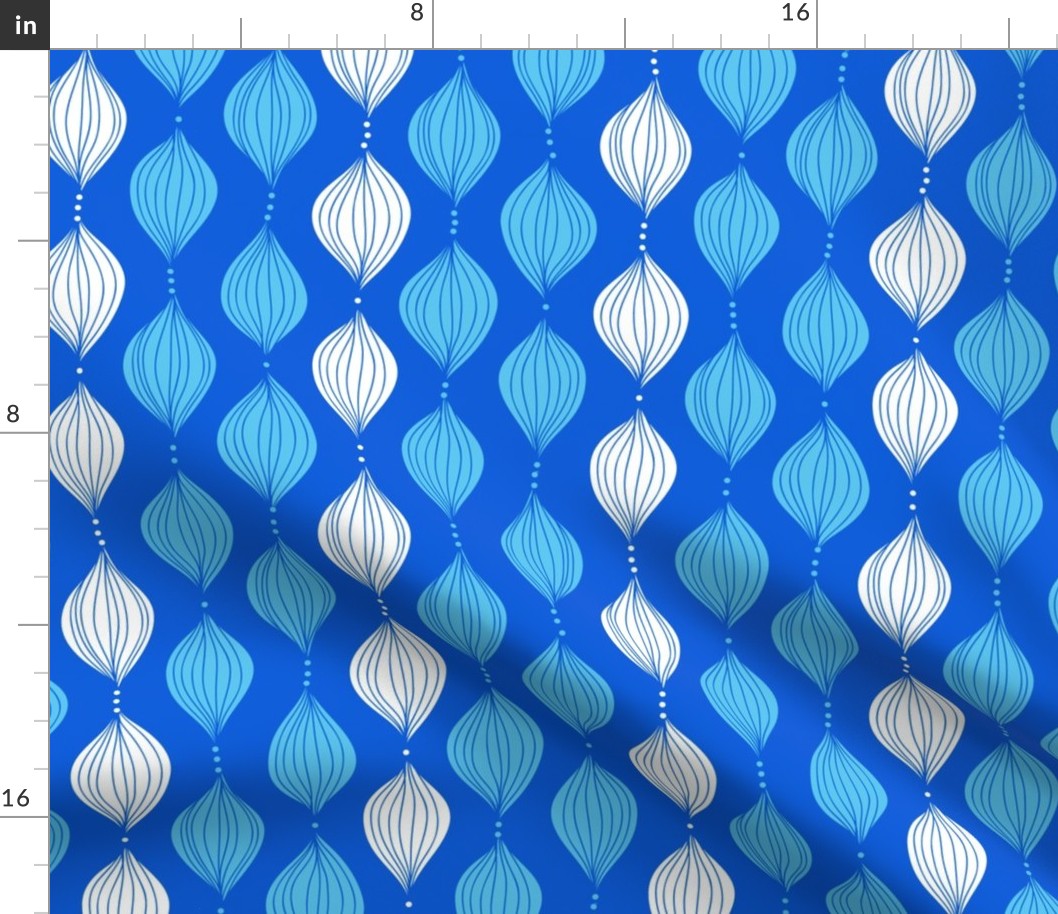 Seaweed stripes on blue - vertical repeat pattern