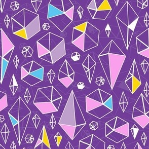 Colorful jewels on purple repeat pattern