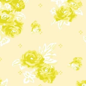 Yellow Gold Shabby Chic Rose Pattern