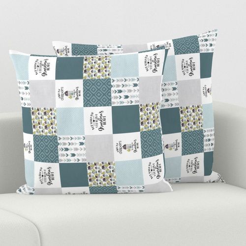 3 inch Pack My Diapers//Grandma//Teal - Wholecloth Cheater Quilt - Rotated