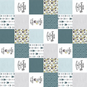 3 inch Pack My Diapers//Grandma//Teal - Wholecloth Cheater Quilt - Rotated