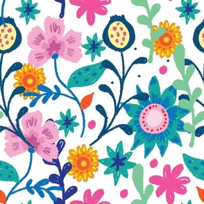 Colorful wild floral pattern