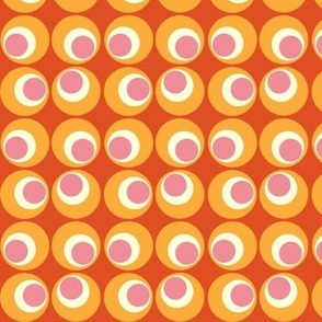 Small Scale Orange and Pink Retro Circles