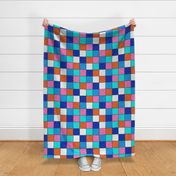 Stylish Foiled Patchwork Squares (blues)