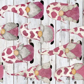 Pink Cow Gnomes White Shiplap Rotated - large scale