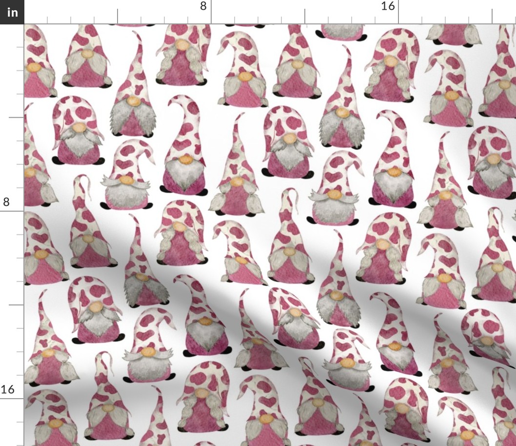 Pink Cow Gnomes White - medium scale