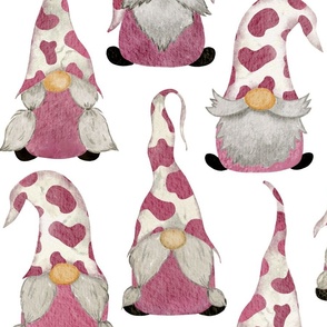 Pink Cow Gnomes White - extra large scale