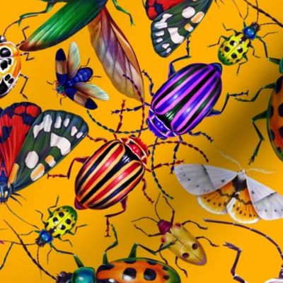 Retro kaleidoscope of colorful bugs