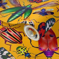 Retro kaleidoscope of colorful bugs