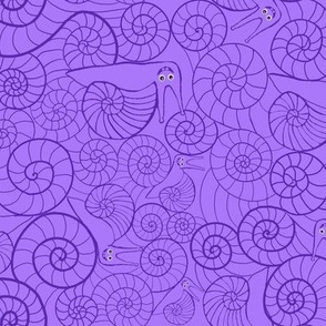 Spirally silly snails on lavender 