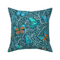 Butterfly Art Nouveau in Orange and Blue - large print