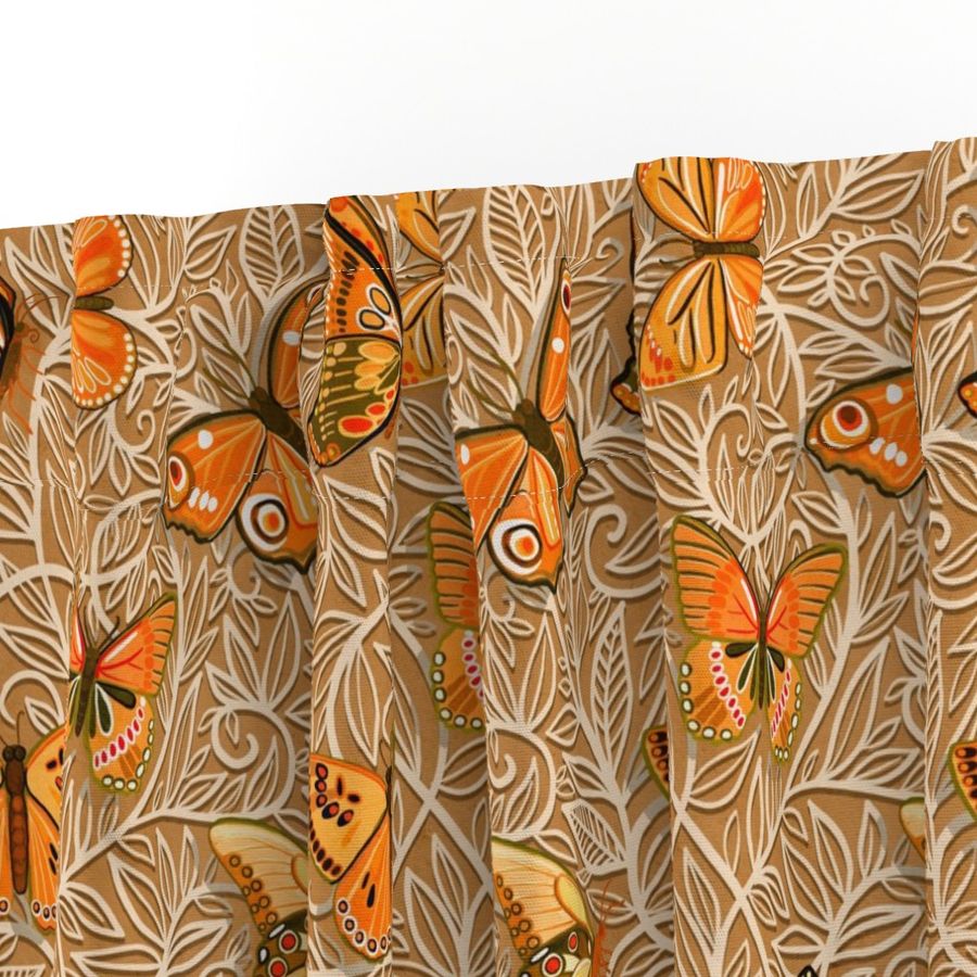 Butterfly Art Nouveau in Apricot and Caramel - large print