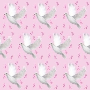 Pink ribbon dove on pink 2